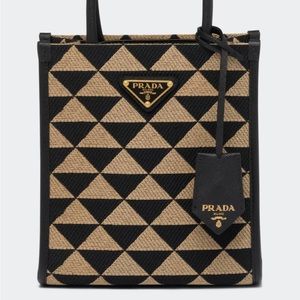 Prada Small Triangle Logo Jacquard Tote Bag- perfect condition - sold out color